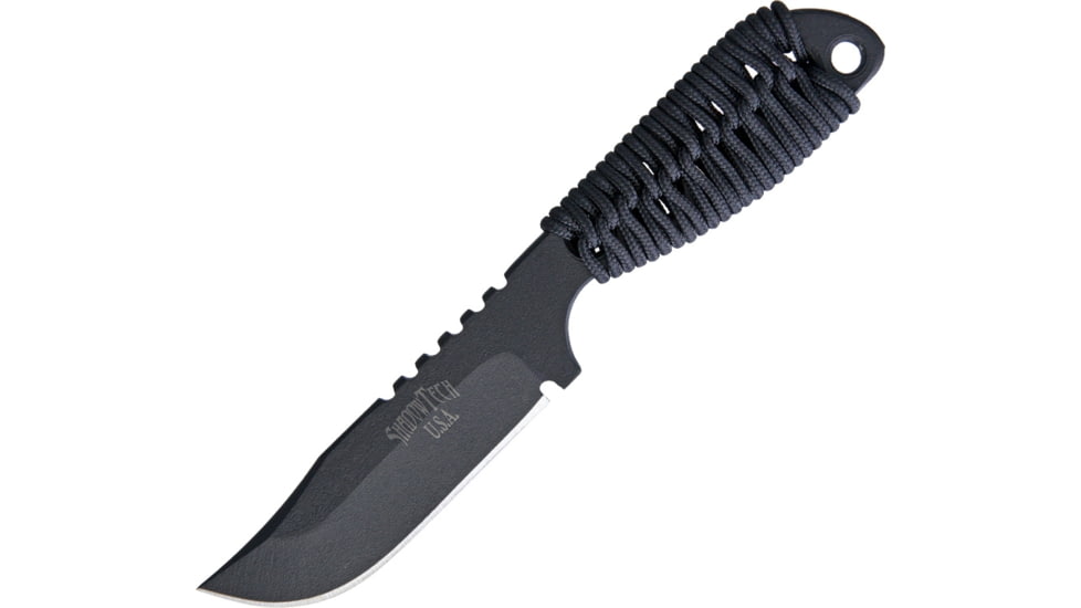 Shadow Tech Talon Lite Knife, 7in Overall, 3in Black Powder Coated 8670 Steel Clip Point Blade, Black Cord Wrapped Handle, American Flag Artwork On Sheath, STK1027
