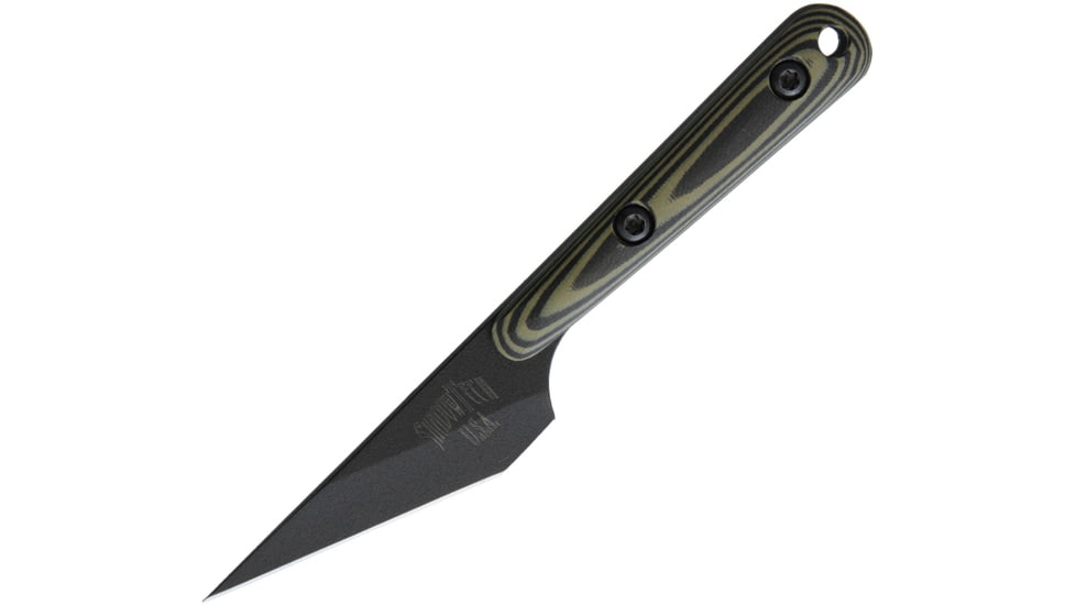 Shadow Tech Western Kiridashi Knife, 7.25in Overall, 3in Black Powder Coated 8670 Steel Blade, OD Green G10 Handle, Black Kydex Sheath, STK1007BK