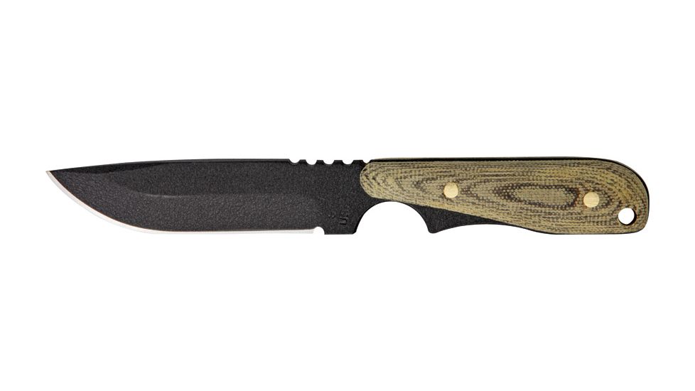 Shadow Tech Wolf Fixed Knife, 1095 high carbon steel drop point blade with black, OD green canvas micarta handle STK032