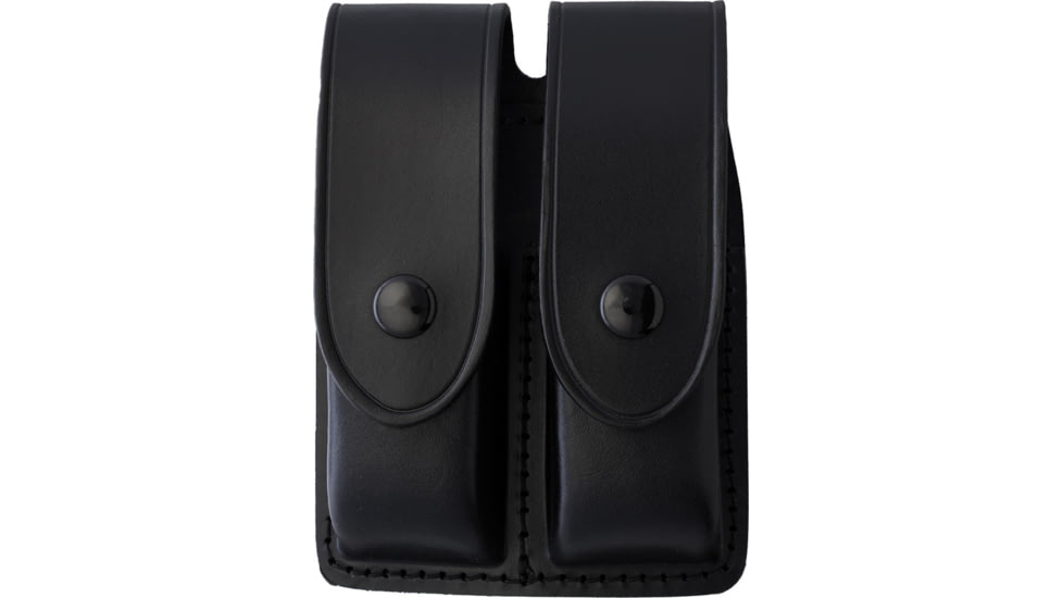 Sheath Smooth Leather Double Magazine Pouch, Black, SH1242 DMC001