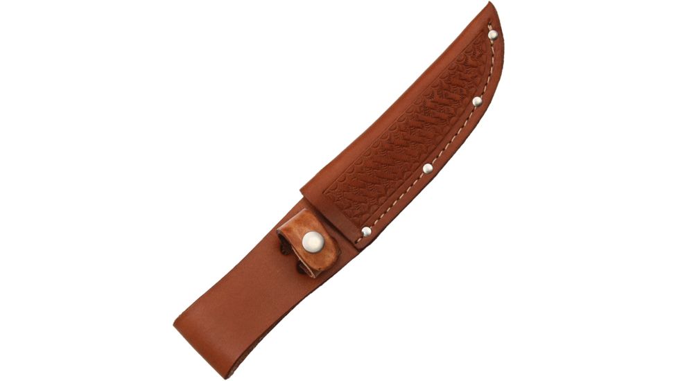 Sheath Fixed Knife Sheath, Brown basketweave leather,Fits up to 5in blade SH1134