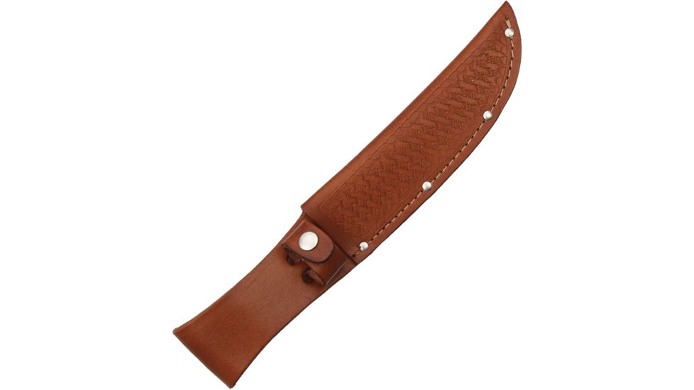 Sheath Fixed Knife Sheath, Brown basketweave leather,Fits up to 6in blade SH1135