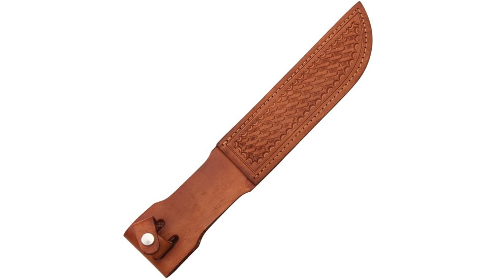 Sheath Fixed Knife Sheath, Brown basketweave leather,Fits up to 7in blade SH1136