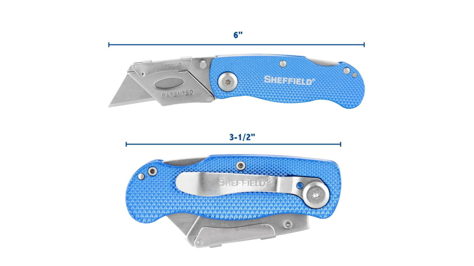 Sheffield Lock Back Utility Knife Three Pack Ultimate, 3.5in, Blue, Black, Red, 12514