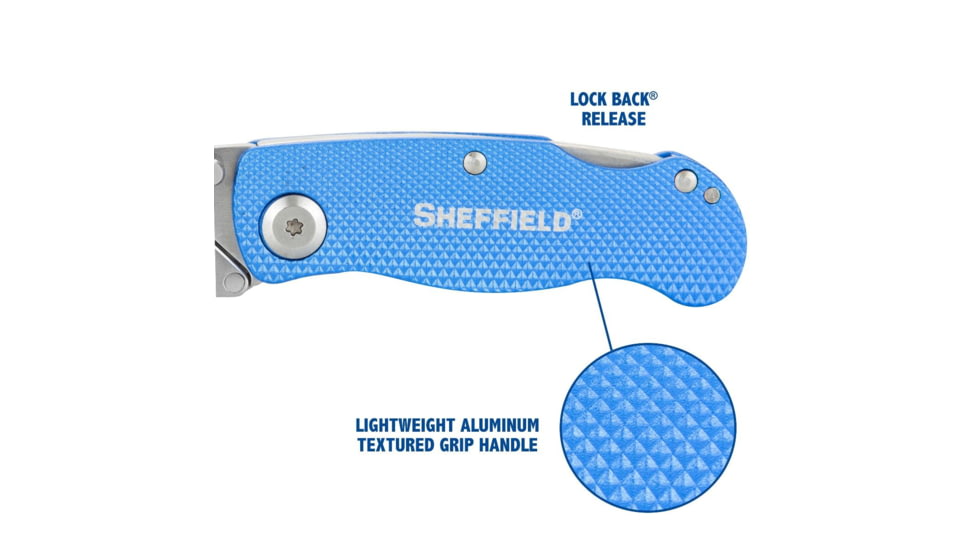Sheffield Lock Back Utility Knife Three Pack Ultimate, 3.5in, Blue, Black, Red, 12514