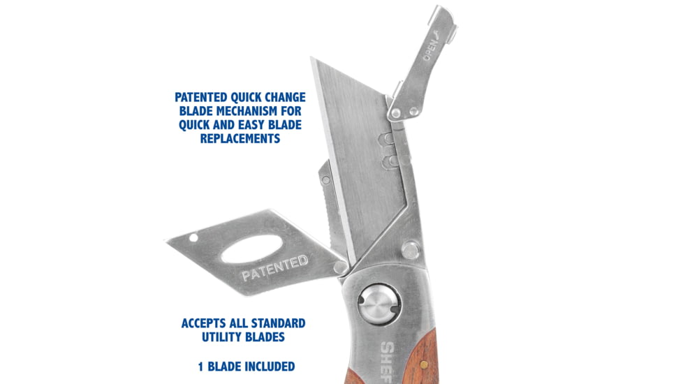 Sheffield Premium Lock Back Utility Folding Knife, 3.5in, Stainless Steel, Wood, 12115