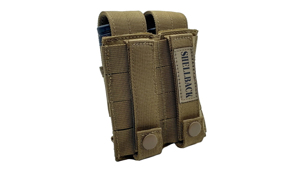 Shellback Tactical Double Pistol Mag Pouch, Molle compatible, Coyote, One Size, SBT-5000-CT