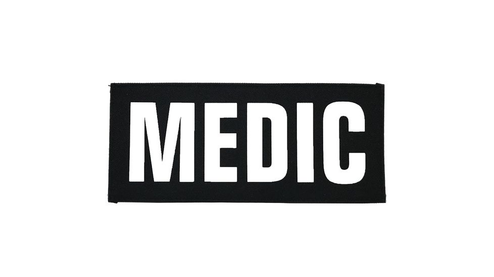 Shellback Tactical Medic ID Placard, Hook Back, 2 x 5 inch, White on Black, One Size Fits Most SBT-X213230-MED-WB