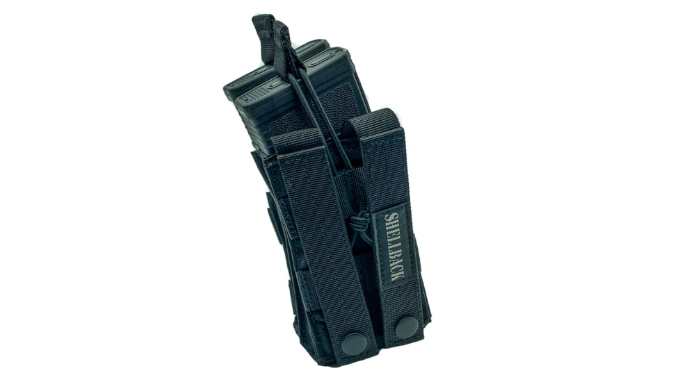 Shellback Tactical Single Stacker Open Top Pouch for Two M4/AR15 Mag, Black, One Size, SBT-1100-BK