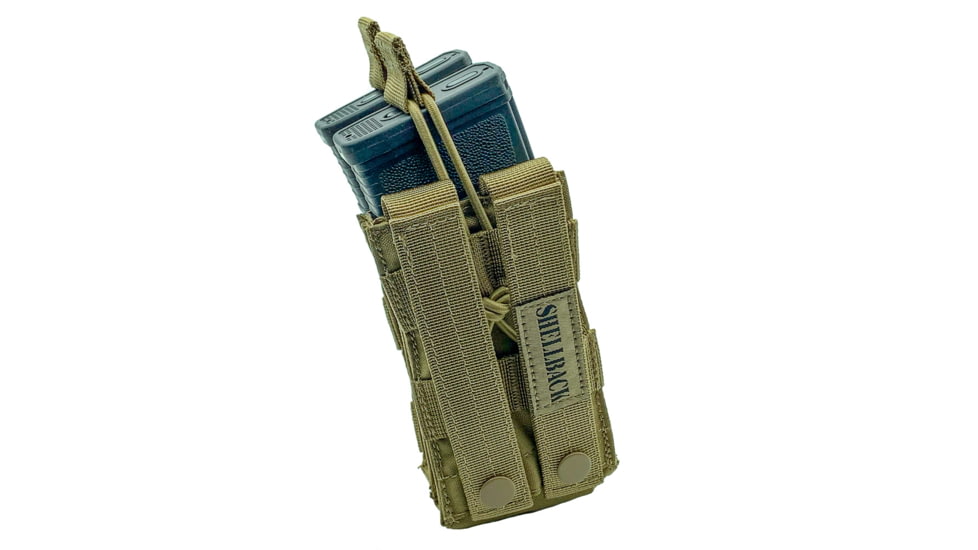 Shellback Tactical Single Stacker Open Top Pouch for Two M4/AR15 Mag, Coyote, One Size, SBT-1100-CT