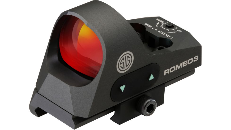 Sig Romeo 3 Miniature 1x25mm Reflex Sight w/ Riser, 3 MOA Red Dot Reticle, Graphite SOR31002