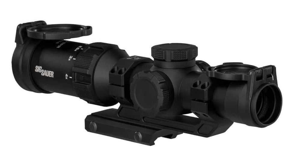 Sig Sauer TANGO SPR, Rifle Scope, 1-4X Magnification, Second Focal Plane, Hellfire Quadplex Illuminated FL-4 Reticle, 24mm Objective, 30mm Main Tube, Black, Includes ALPHA MSR 1.535" Mount, SOTS41000