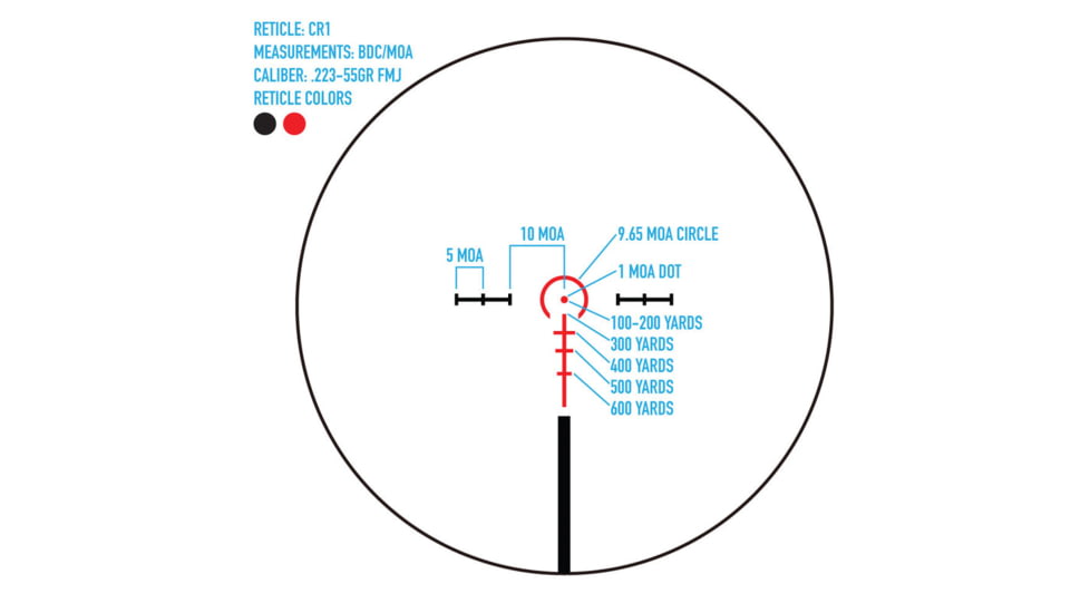 SightMark 1-6x24mm Presidio CR1 Riflescope, 30mm, Second Focal Plane, Red Illuminated BDC Reticle, Black, SM13140CR1