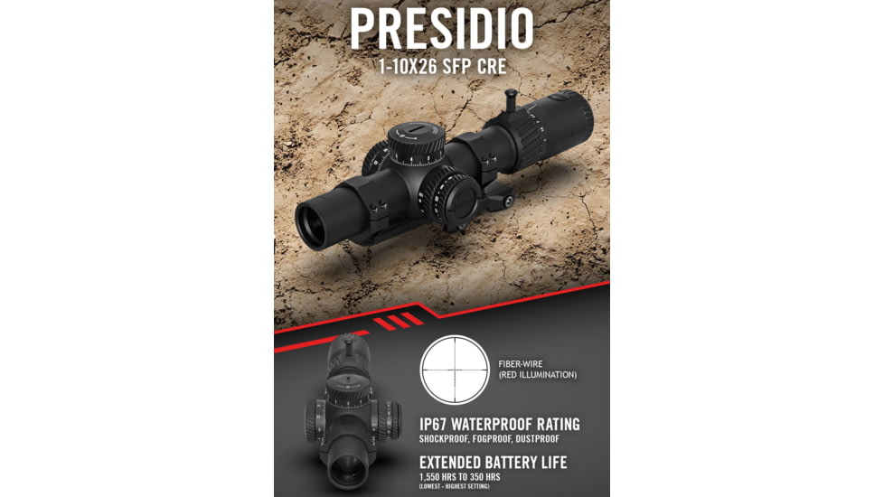 SightMark Presidio 1-10x26mm 1.34 inch Tube Rifle Scope, Second Focal Plane
