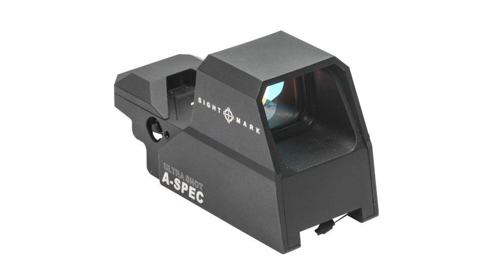 SightMark Ultra Shot Open 1x 33x24mm Reflex Red Dot Sight (A-Spec), 5 MOA dot, 3 MOA dot with 50 MOA circle, 3 MOA dot with 50 MOA crosshair, 3 MOA dot with 30 MOA circle/crosshair (subtensions total 50 MOA) Black, SM26032