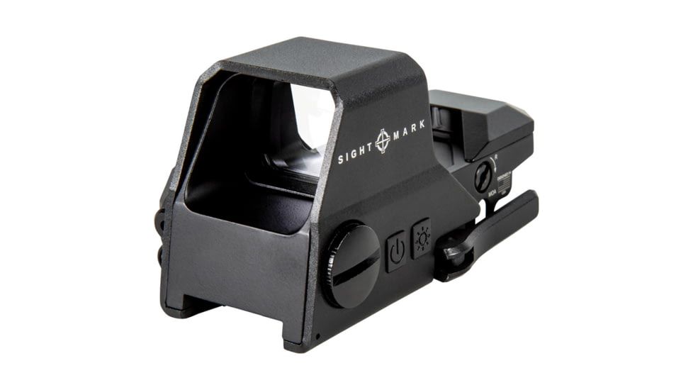 SightMark Ultra Shot R-Spec 1x 33x24 mm Reflex Red Dot Sight, 5 MOA dot, 3 MOA dot with 50 MOA circle, 3 MOA dot with 50 MOA crossshair, 3 MOA dot with 30 MOA circle/crosshair (subtensions total 50 MOA), Black, SM26035