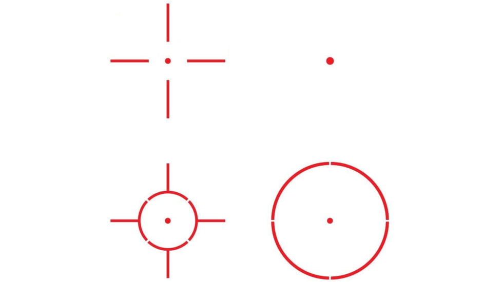 SightMark Ultra Shot R-Spec 1x 33x24 mm Reflex Red Dot Sight, 5 MOA dot, 3 MOA dot with 50 MOA circle, 3 MOA dot with 50 MOA crossshair, 3 MOA dot with 30 MOA circle/crosshair (subtensions total 50 MOA), Black, SM26041