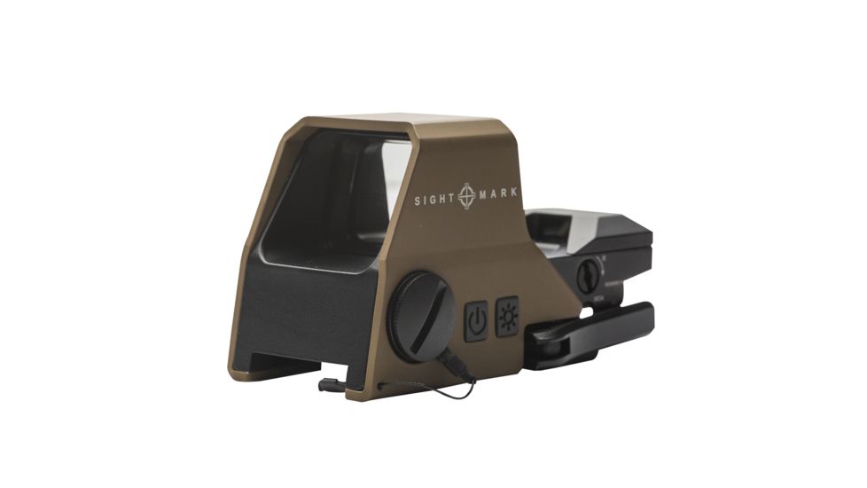 SightMark Ultra Shot R-Spec 1x 33x24 mm Reflex Red Dot Sight, 5 MOA dot, 3 MOA dot with 50 MOA circle, 3 MOA dot with 50 MOA crossshair, 3 MOA dot with 30 MOA circle/crosshair (subtensions total 50 MOA), Dark Earth, SM26031DE