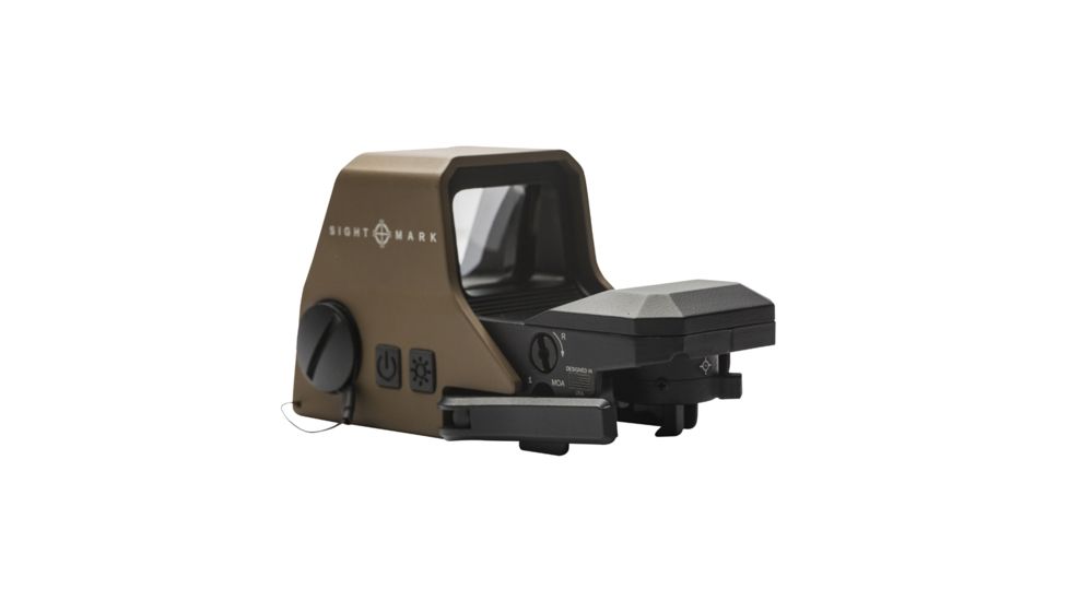 SightMark Ultra Shot R-Spec 1x 33x24 mm Reflex Red Dot Sight, 5 MOA dot, 3 MOA dot with 50 MOA circle, 3 MOA dot with 50 MOA crossshair, 3 MOA dot with 30 MOA circle/crosshair (subtensions total 50 MOA), Dark Earth, SM26031DE