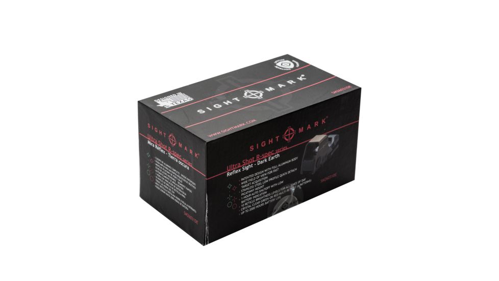 SightMark Ultra Shot R-Spec 1x 33x24 mm Reflex Red Dot Sight, 5 MOA dot, 3 MOA dot with 50 MOA circle, 3 MOA dot with 50 MOA crossshair, 3 MOA dot with 30 MOA circle/crosshair (subtensions total 50 MOA), Dark Earth, SM26031DE