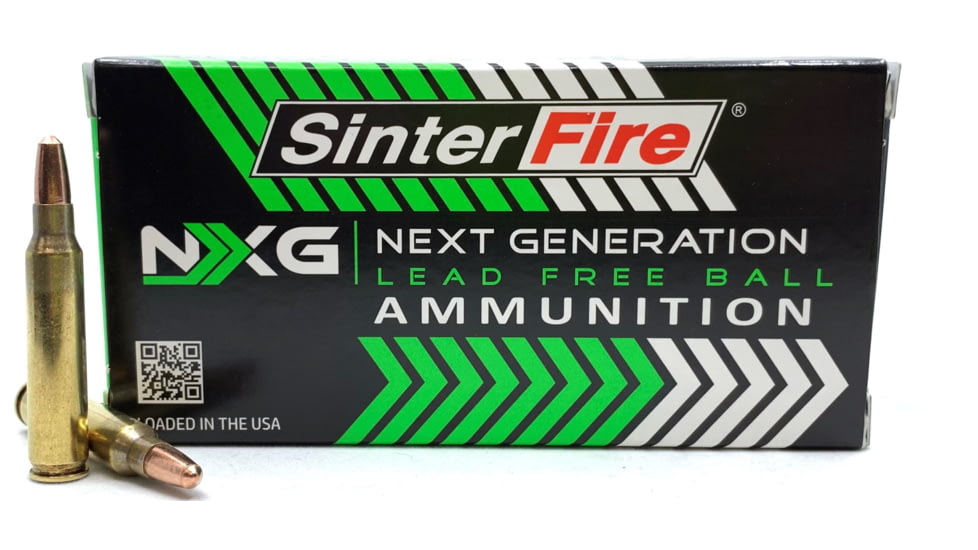 SinterFire NXG .223 Remington 50 Grain Lead-Free Ball Brass Rifle Ammo, 50 Rounds, SF22350NXG