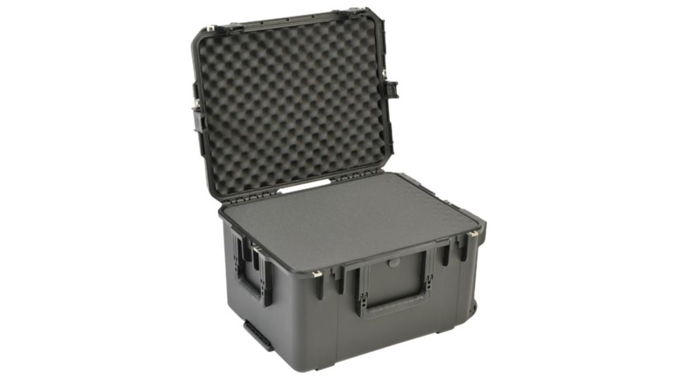 SKB Cases Injection Molded 22inx17inx12.70in Case w/Cube Foam, Wheels, Black, 3I-2217-12BC