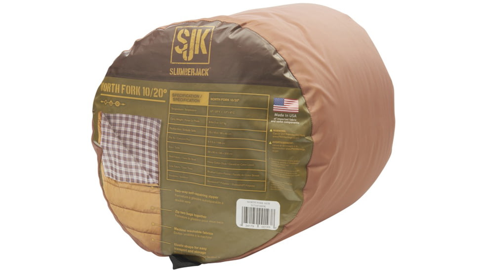 Slumberjack North Fork 10-20 Degrees Sleeping Bag, Rectangular, Maize, 51734720DK