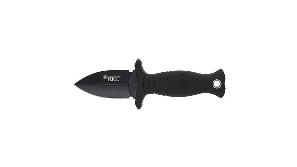 Smith &amp; Wesson HRT Boot/Neck Fixed Blade Knife w/Sheath, 2in, Stainless Steel, Rubber Overmolded Handle, 1160815