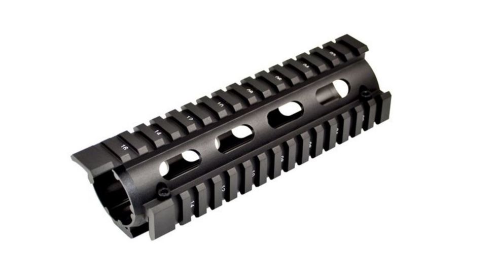 Sniper 2 Piece Drop In Quad Rail Handguard, 6.7 in Carbine Length w/ Extended Top Rail, Black, For .223 And 5.56, Fits 6.75 in To 7 in MQRSLX