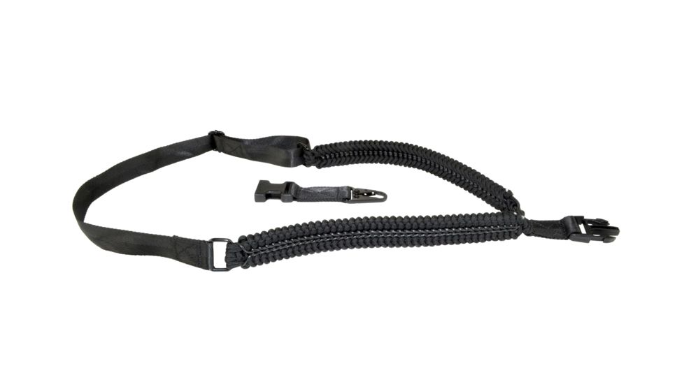 Sniper Single 1 Point Paracord Tactical Sling for Rifle, Shotgun with QD Quick Release Hooks for Sling Adapter, Black 1PPS-B