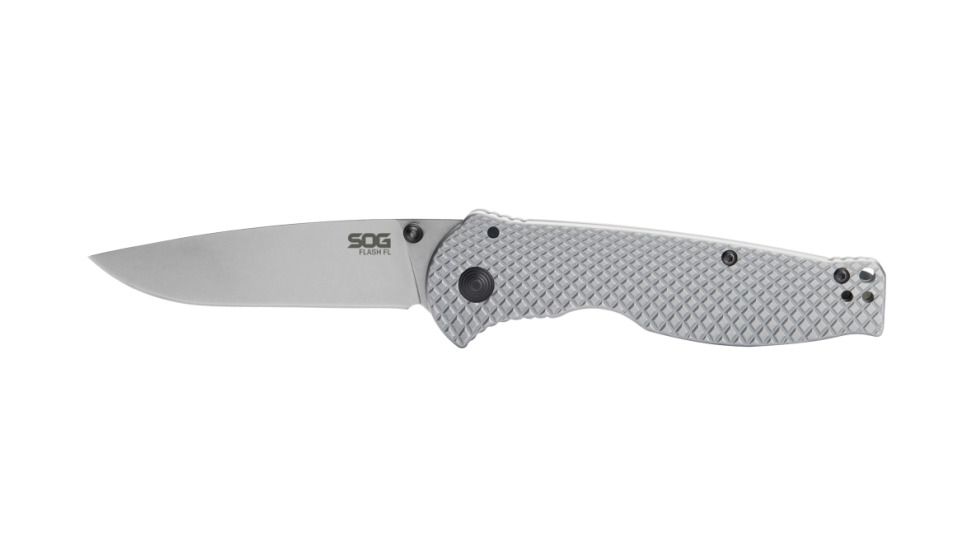 SOG Specialty Knives &amp; Tools Flash FL 3.4in Folding Knife, Stainless Steel, Silver 14-18-01-57