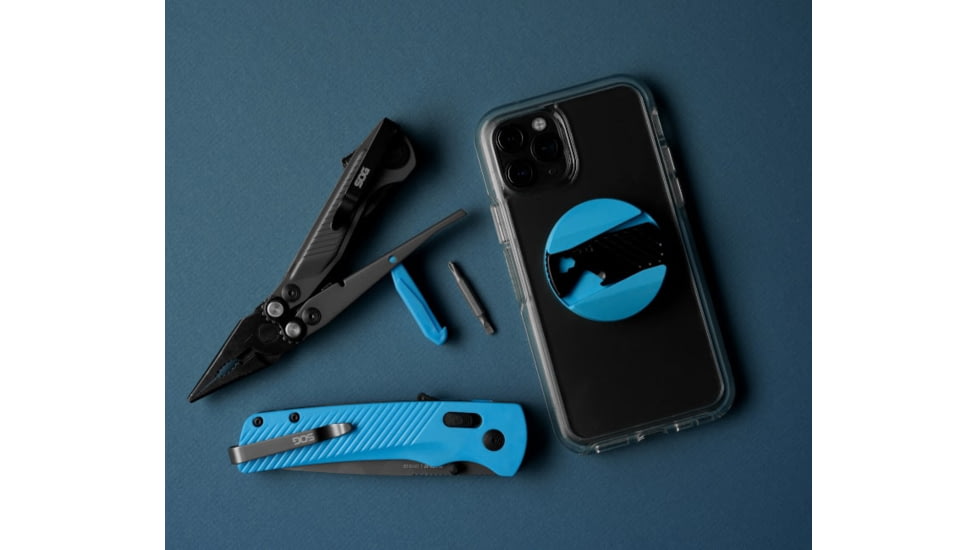 SOG Specialty Knives &amp; Tools Flash Multi-Tools, Gray/Cyan, SOG-29-55-02-41