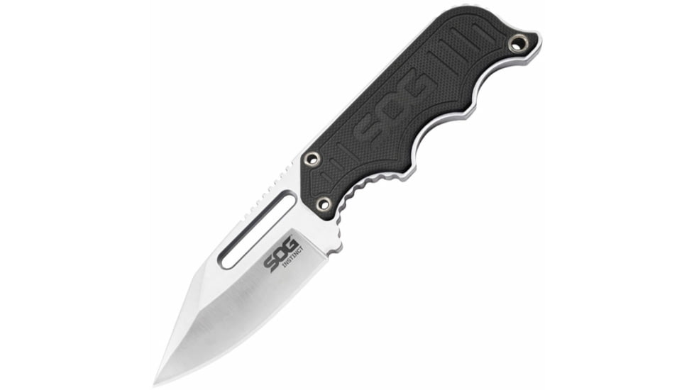 SOG Specialty Knives &amp; Tools Instinct Fixed Blade Knife, 2.3in, 5Cr15MoV Blade, Clip Point, Black, Silver, Stainless Steel and G10 Handle, Silver/Silver &amp; Black, SOG-NB1012-CP
