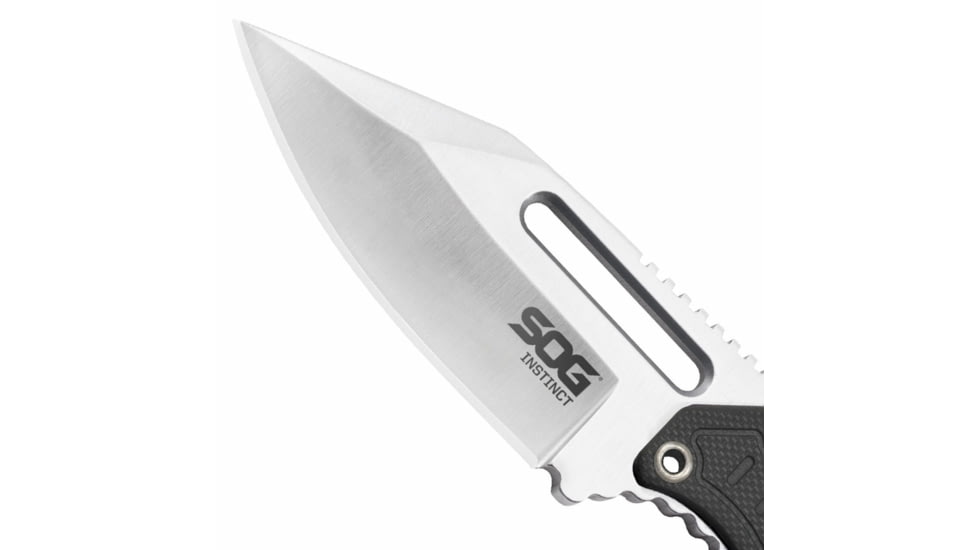 SOG Specialty Knives &amp; Tools Instinct Fixed Blade Knife, 2.3in, 5Cr15MoV Blade, Clip Point, Black, Silver, Stainless Steel and G10 Handle, Silver/Silver &amp; Black, SOG-NB1012-CP