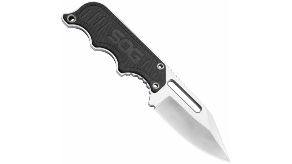 SOG Specialty Knives &amp; Tools Instinct Fixed Blade Knife, 2.3in, 5Cr15MoV Blade, Clip Point, Black, Silver, Stainless Steel and G10 Handle, Silver/Silver &amp; Black, SOG-NB1012-CP