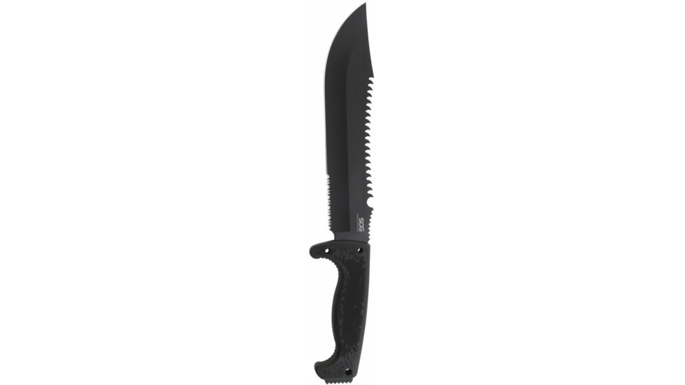 SOG Specialty Knives &amp; Tools Jungle Primitive Folding Knife, 9.5in, 8Cr13MoV Blade, Clip Point, Black, Kraton Handle, Black, SOG-F03TN-CP