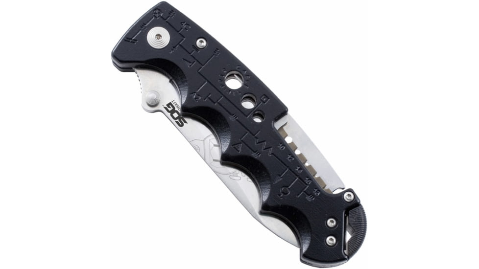 SOG Specialty Knives &amp; Tools Kilowatt Folding Knife, 3.4in, AUS-8 Blade, Clip Point, Black, Glass-Reinforced Nylon Handle, Silver/Black, SOG-EL01-CP
