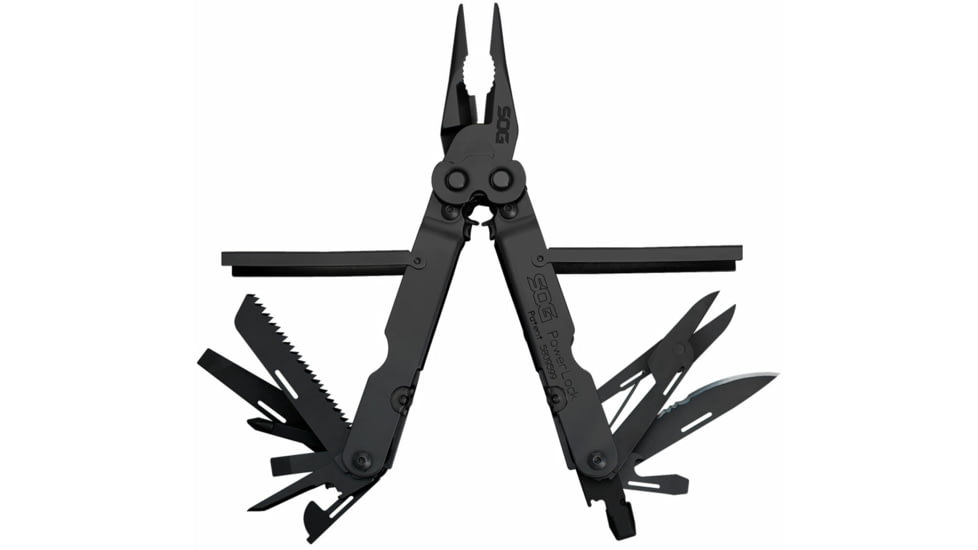 SOG Specialty Knives &amp; Tools Powerlock EOD Scissors Multi-Tool w/ Nylon Sheath, Black Oxide Finish, Black/Black, SOG-B61N-CP