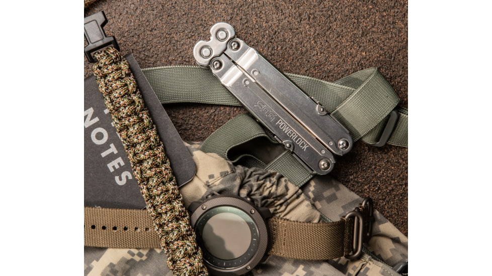 SOG Specialty Knives &amp; Tools PowerLock Multi-Tool w/ V-Cutter, Nylon Sheath, Silver/Satin, SOG-S62N-CP