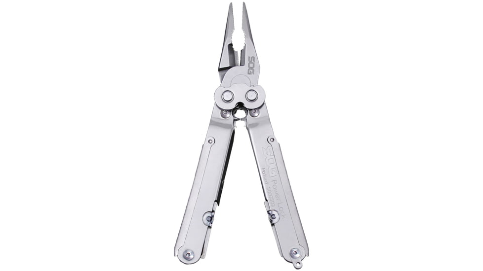 SOG Specialty Knives &amp; Tools PowerLock Multiool Scissors w/ Nylon Sheath, Satin Finish, Silver, SOG-S60N-CP