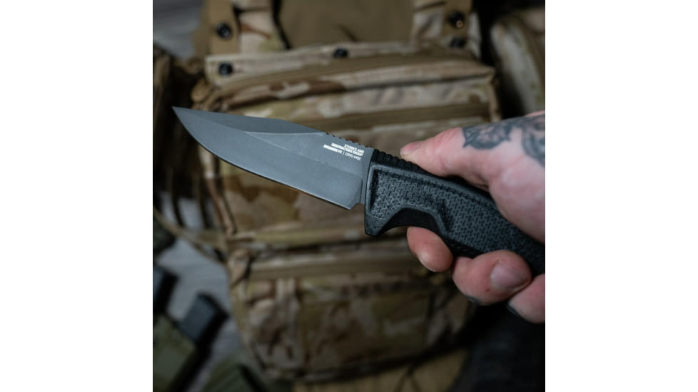 SOG Specialty Knives &amp; Tools Recondo FX Fixed Blade Knives, 4.6in, Straight Edge, CRYO 440C Steel, Spear Point, Black, GRN / TPU Handle, Black, SOG-17-22-01-57
