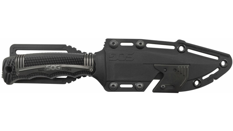 SOG Specialty Knives &amp; Tools SEAL Strike Fixed Blade Knife, 4.9in, AUS-8 Blade, Clip Point, Black, Glass Reinforced Nylon and Stainless Steel Handle, Black, SOG-SS1003-CP