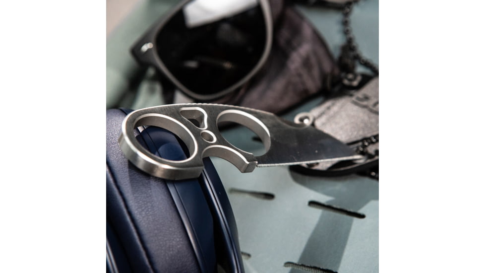 SOG Specialty Knives &amp; Tools Snarl Fixed Blade Knife, 2.3in, 9Cr18MoV Blade, Sheepsfoot, Silver, Silver Handle, Black, SOG-JB01K-CP