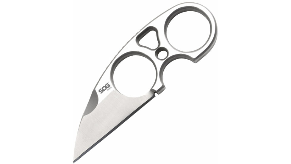 SOG Specialty Knives &amp; Tools Snarl Fixed Blade Knife, 2.3in, 9Cr18MoV Blade, Sheepsfoot, Silver, Silver Handle, Black, SOG-JB01K-CP