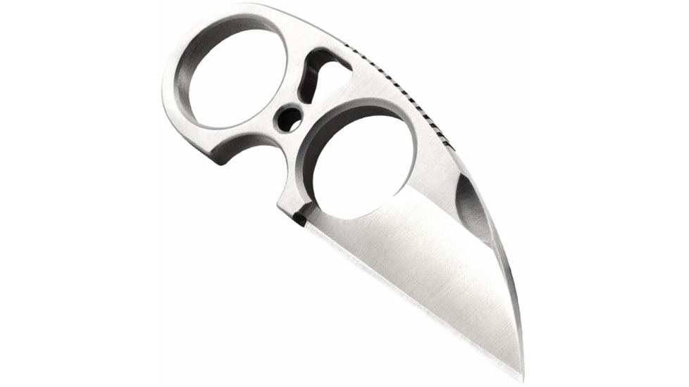 SOG Specialty Knives &amp; Tools Snarl Fixed Blade Knife, 2.3in, 9Cr18MoV Blade, Sheepsfoot, Silver, Silver Handle, Black, SOG-JB01K-CP