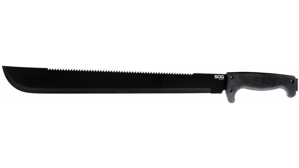SOG Specialty Knives &amp; Tools SOGFari Machete Fixed Blade Knife, 18in, 3Cr13 Blade, Machete, Black, Kraton Handle, Black/Black, SOG-MC02-N