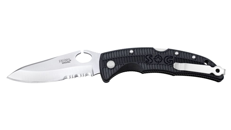 SOG Specialty Knives Tools SP-22 SOGzilla Large - Partially Serrated Satin Folding Knife