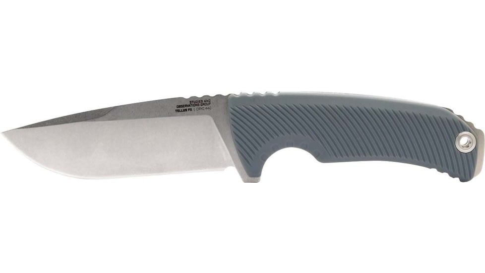 SOG Specialty Knives &amp; Tools TELLUS FX Knife, 4.2in, CRYO 440C Stainless Steel, Full Tang, Fixed Blade, Glass-Reinforced Nylon Handle, Olive Drab, Wolf Gray, 17-06-02-43