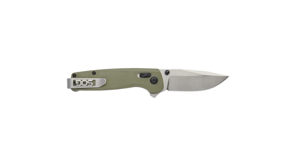 SOG Specialty Knives &amp; Tools Terminus XR G10 Folding Knife, 2.95 in, D2 Blade, Clip Point, Olive Drab, G10 Handle, Box, Silver/OD Green, SOG-TM1022-BX