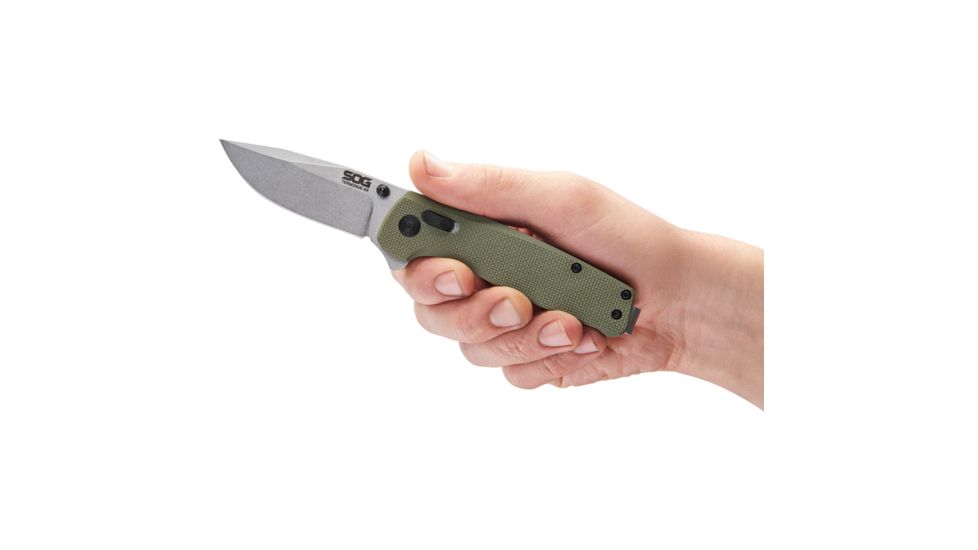 SOG Specialty Knives &amp; Tools Terminus XR Flipper 2.95in Folding Knife, G10, Olive Drab Green, Box, TM1022-BX